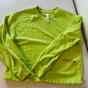 Fabletics Green and Pink Crop Crewneck